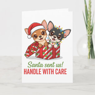 Cartão De Festividades O Papai Noel Me Enviou com Cuidado Chihuahua Natal