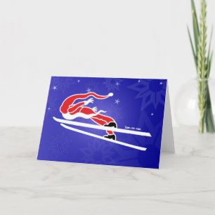 Cartão De Festividades O papai noel vai salto de esqui!