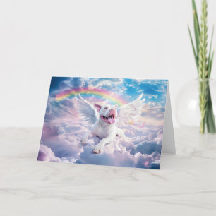 Cartão De Festividades O Poema da Ponte do Arco-Íris, Cão Anjo Branco