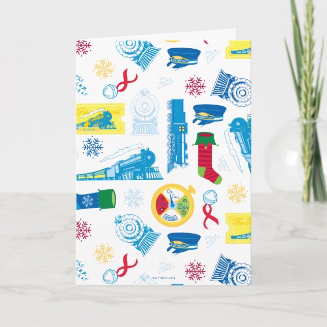 Cartão De Festividades O Polar Express | Padrão de Ícone de Natal (Frente)