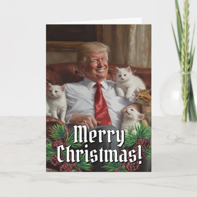 Cartão De Festividades O Presidente Donald Trump Cats Kittens Natal 2024 (Frente)