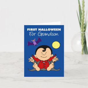 Cartão De Festividades O Primeiro Halloween do Bebê para o Bat do Cartoon