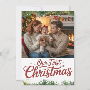 Cartão De Festividades O Primeiro Natal da Nossa Família Juntos