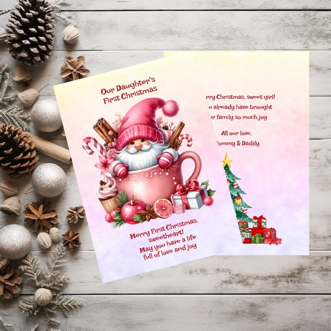 Cartão De Festividades O Primeiro Natal da Nossa Filha (Criador carregado)