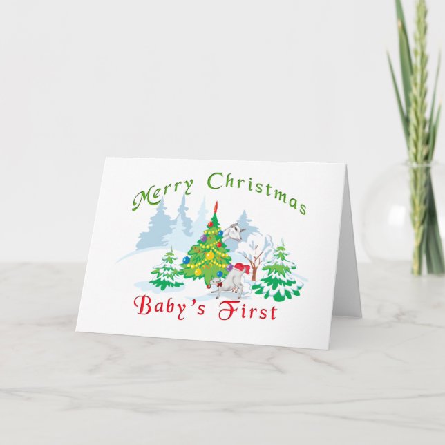 Cartão De Festividades O primeiro Natal do Bebê de Natal (Frente)