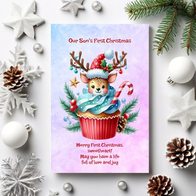 Cartão De Festividades O Primeiro Natal do Nosso Filho (Criador carregado)