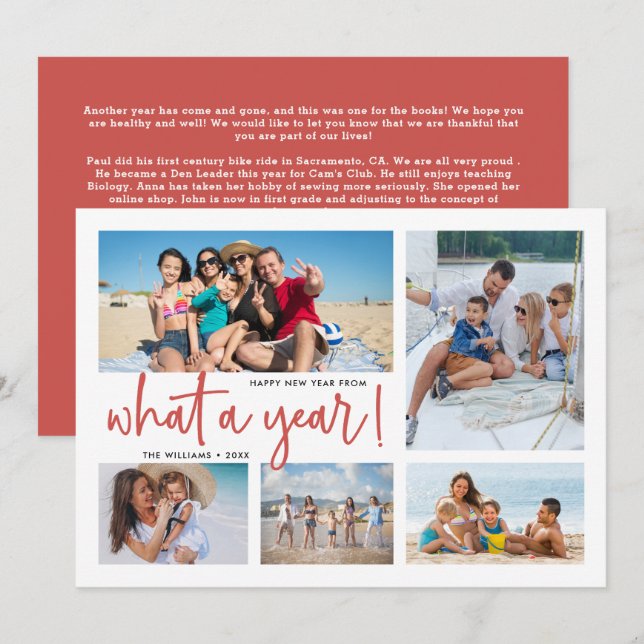 Cartão De Festividades O Que Um Ano Colagem de Fotos do Ano em Revisão (Frente/Verso)