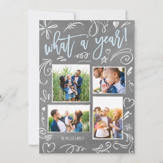 Cartão De Festividades O Que Um Ano Desenhos Colagem 4 Foto (Frente)