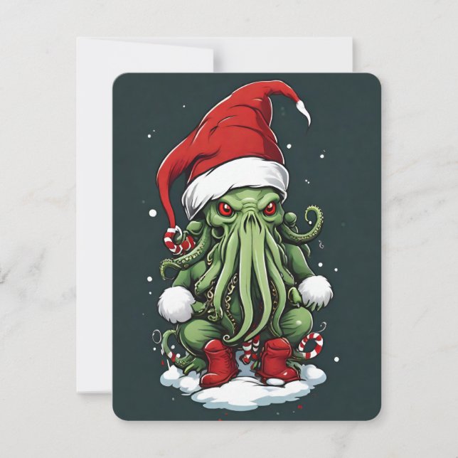 Cartão De Festividades O reinado de Yuletide de Cthulhu: Um Natal terríve (Frente)
