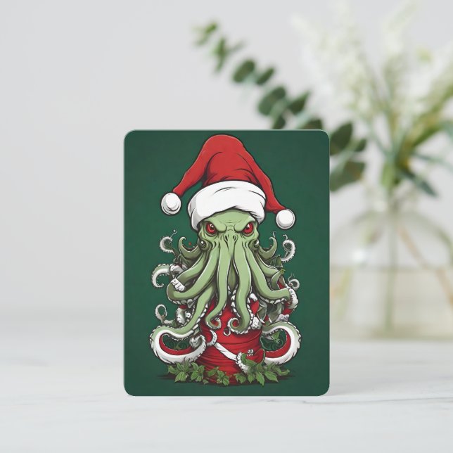 Cartão De Festividades O reinado de Yuletide de Cthulhu: Um Natal terríve (Em pé/Frente)
