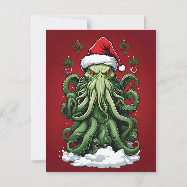 Cartão De Festividades O reinado de Yuletide de Cthulhu: Um Natal terríve (Frente)