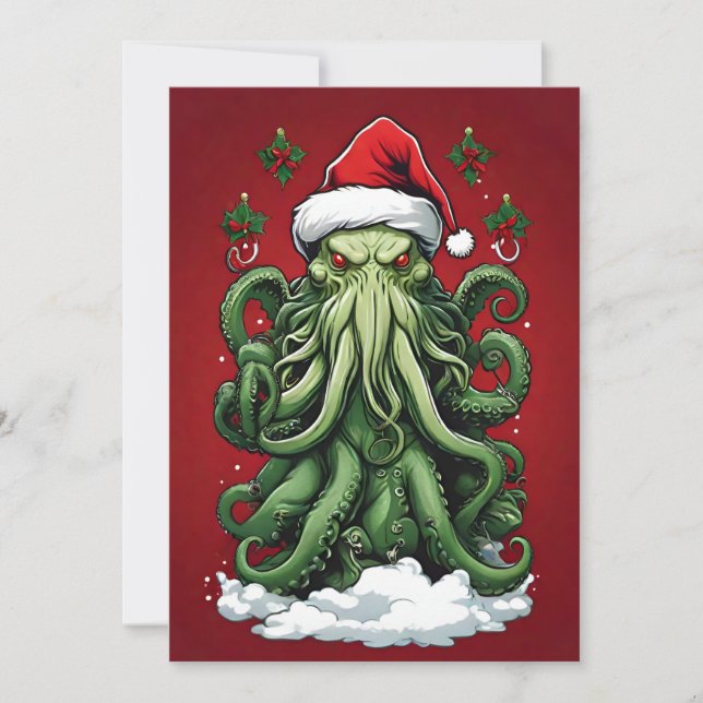 Cartão De Festividades O reinado de Yuletide de Cthulhu: Um Natal terríve (Frente)