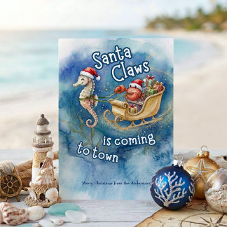Cartão De Festividades O Santa Claws está Chegando à Cidade Natal Costeir