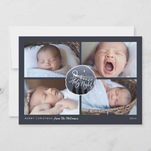 Cartão De Festividades O Santa Noite 4 Fotografia Colagem Natal (Frente)