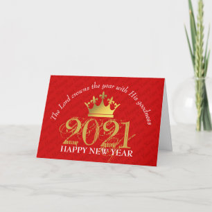 Cartão De Festividades O SENHOR COROA O ANO Feliz Ano Novo Vermelho 2