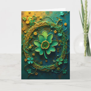 Cartão De Festividades O Shamrocks em torno de uma Rua de coroa.