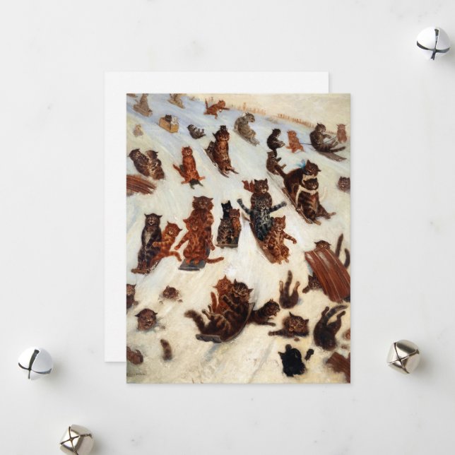 Cartão De Festividades O Tabby Toboggan Club de Louis William Wain (Frente/Verso In Situ)