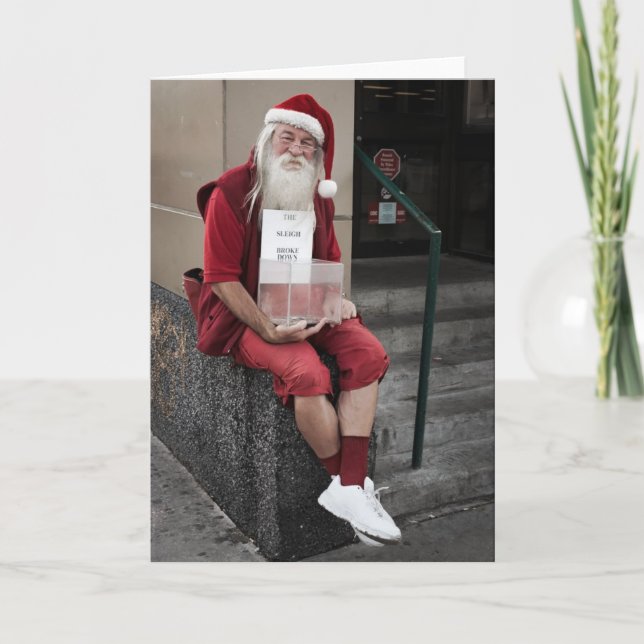 Cartão De Festividades O trenó se quebrou (Frente)