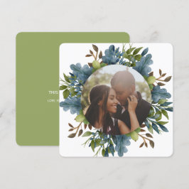 Cartão De Festividades O Verde Azul Personalizado do Natal Deixa a Photo 