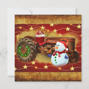 Cartão De Festividades O Vintage Red Trator Natal de Frosty