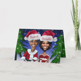 Cartão De Festividades Obama Barack and Michelle Obama Caricature Holiday