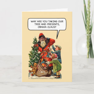 Cartão De Festividades Obama Claus Funny Christmas Card