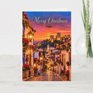 Cartão De Festividades Óbidos Portugal Feliz Natal Design 01