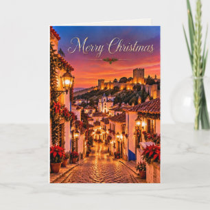 Cartão De Festividades Óbidos Portugal Feliz Natal Design 02