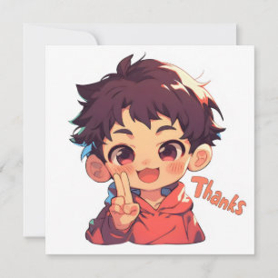Cartão De Festividades Obrigado Anime Boy