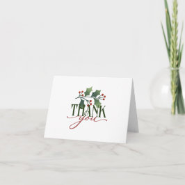 Cartão De Festividades Obrigado com Holly Sprig Holiday Card