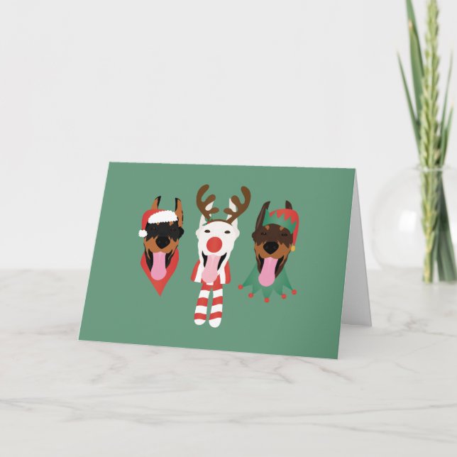 Cartão De Festividades Obrigado, Dobermann Dogs De Natal (Frente)