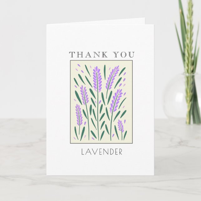 Cartão De Festividades Obrigado, Flores De Lavanda Roxas (Frente)