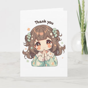 Cartão De Festividades Obrigado Garota Anime Fofa