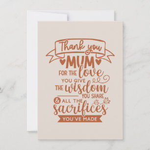 Cartão De Festividades Obrigado Mãe Pelo Amor Que Você Dá A Sabedoria Que