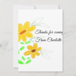 Cartão De Festividades obrigado por vir adicionar nome texto girassol ama
