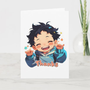 Cartão De Festividades Obrigado Smile Boy Anime