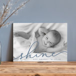 Cartão De Festividades Oceano | Foto de Chanucá com Script Shine<br><div class="desc">Compartilhe cartões de natal com esses cartões com fotos chic Hanukkah apresentando sua foto horizontal ou paisagística favorita de sangria de cheio. "Brilho" aparece como uma camada de texto azul de slate na tipografia elegante de script com letra de mão. Personalize com seus nomes e o ano na base. Cartões...</div>