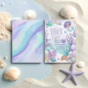 Cartão De Festividades Oceanos de Sereia Divertida Aniversário V1 ID1142