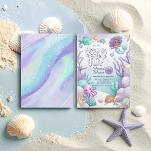 Cartão De Festividades Oceanos de Sereia Divertida Aniversário V2 ID1142