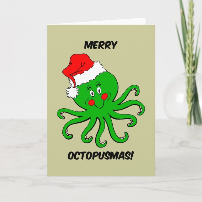 Cartão De Festividades Octopus Natal (Frente)