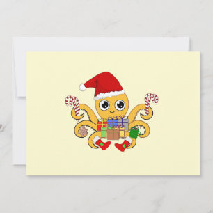 Cartão De Festividades Octopus No Natal