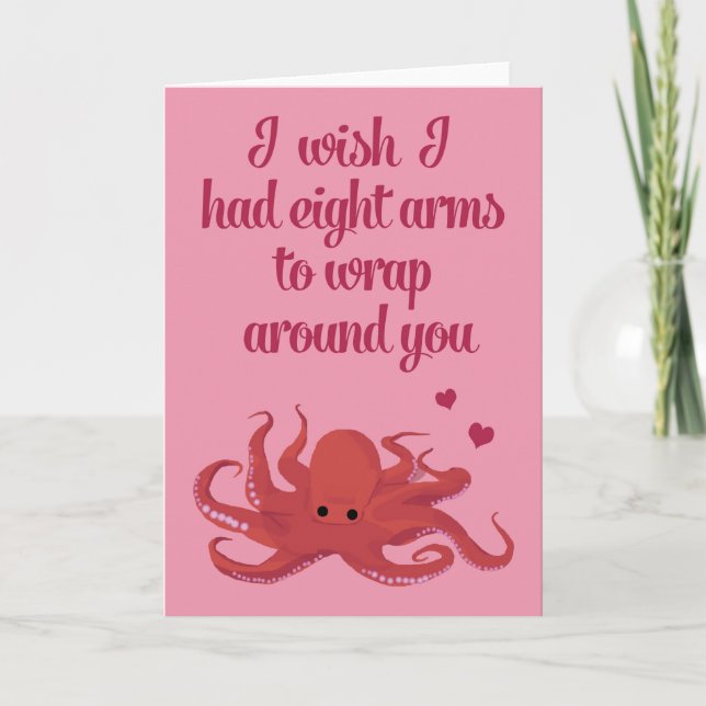 Cartão De Festividades Octopus Valentine's Day Card (Frente)