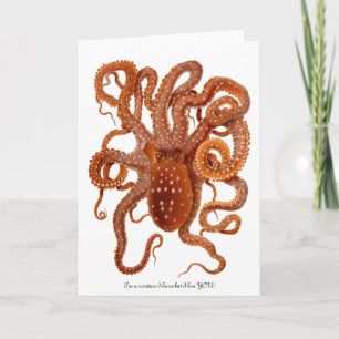 Cartão De Festividades Octopus with fun message for Valentine's Day