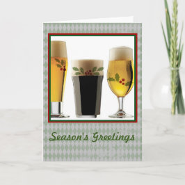 Cartão De Festividades Óculos de cerveja e saudações de Holly Seasons