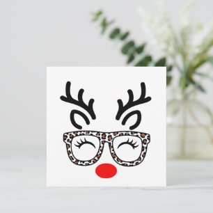 Cartão De Festividades Óculos de Leopardo de Rena de Natal Feriado