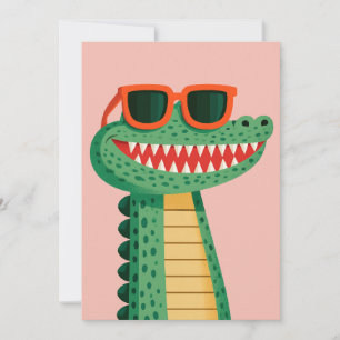 Cartão De Festividades Óculos de sol de crocodilo engraçado, animal de de