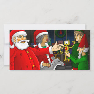 Cartão De Festividades Oficina de Presentes do Papai Noel