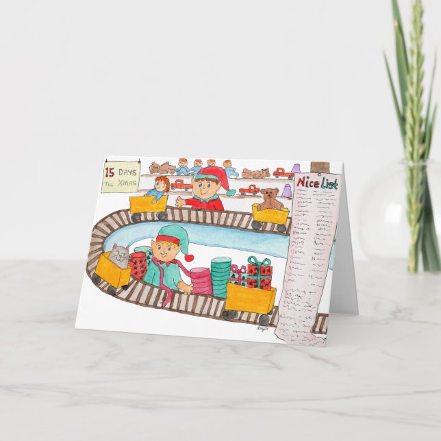 Cartão De Festividades Oficina do Papai Noel (Frente)