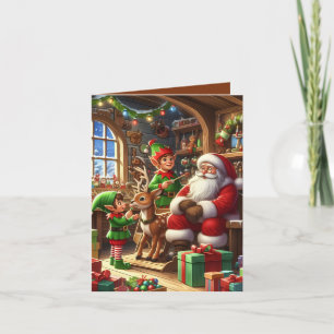Cartão De Festividades Oficina do Papai Noel no polo norte personalizável