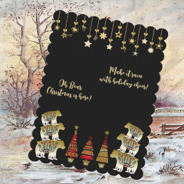 Cartão De Festividades Oh Bear Christmas está aqui rebolando Dourada árvo